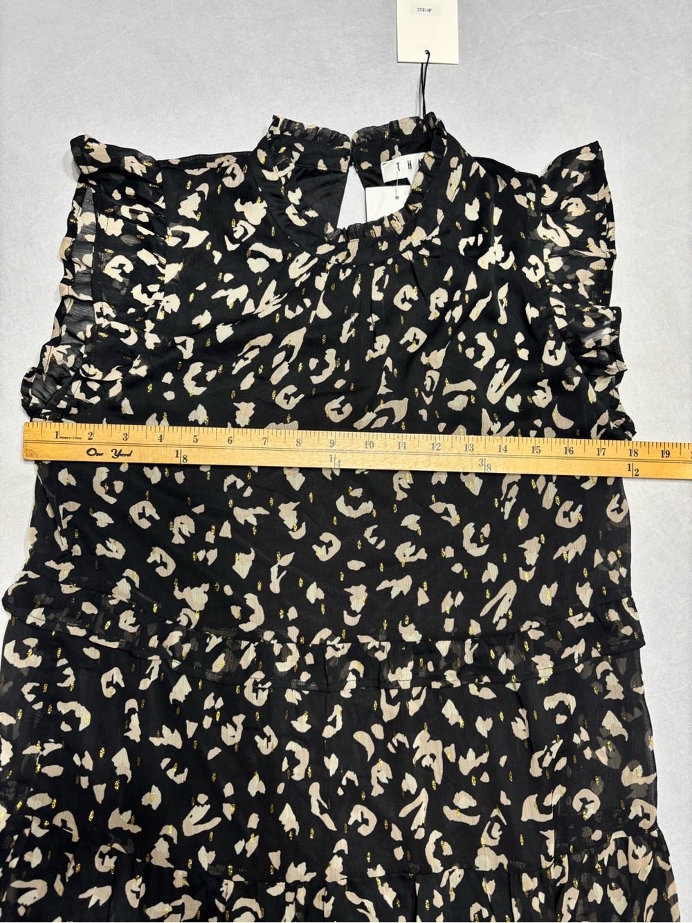 THML Alani Tiered Black & Gold Dress S - Picture 5 of 9